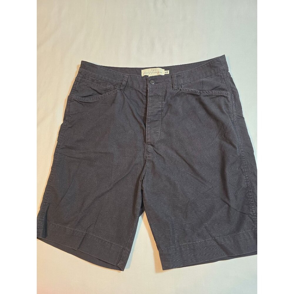 Mens H&M L.O.G.G. Black Cotton Button-Fly Casual Shorts‎ Size 33